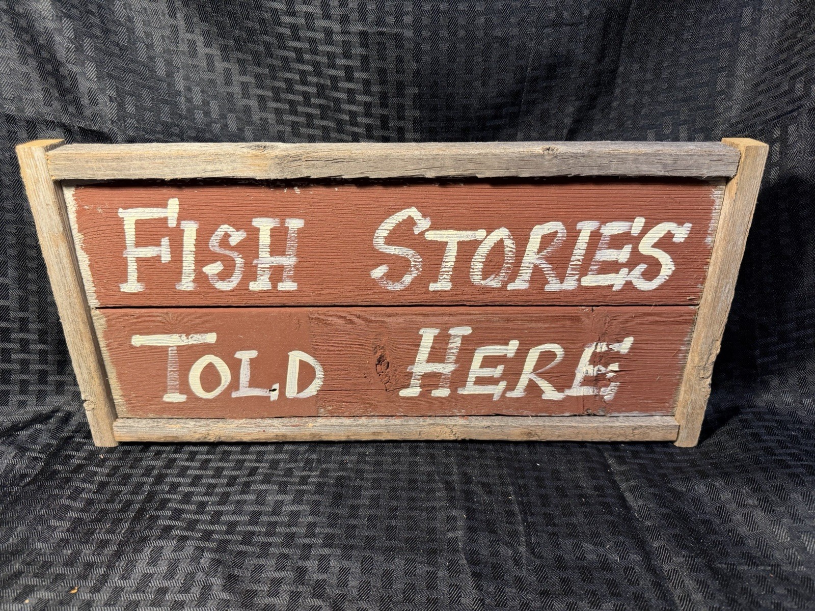 Handmaid Sign On Wood Fish Stories Told Here 17 1/2x 8 1/2x 1