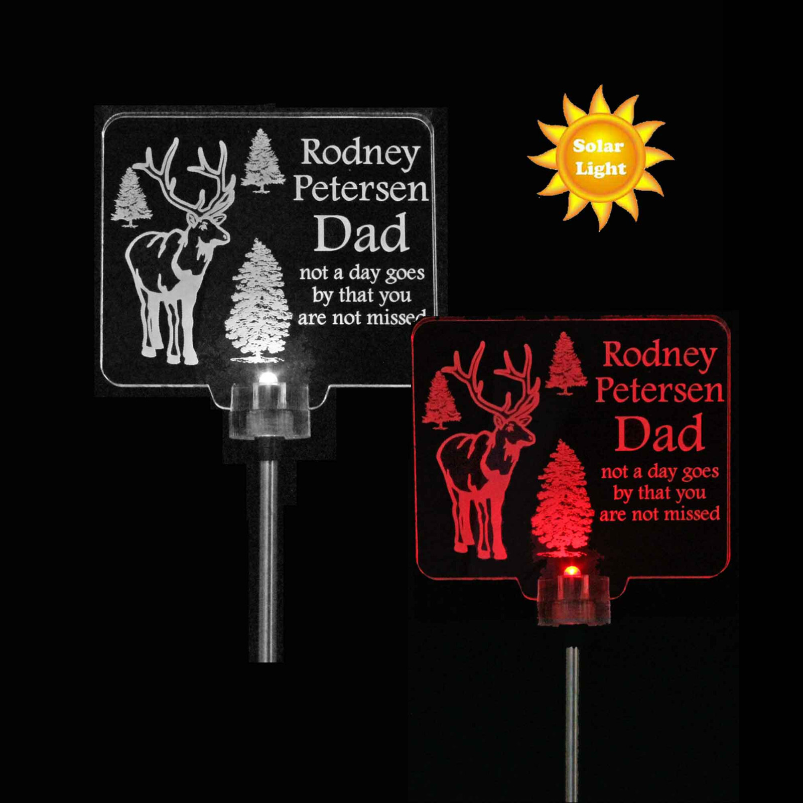Sympathy gift, Deer with tree Solar light Grave Marker – 2 Sizes