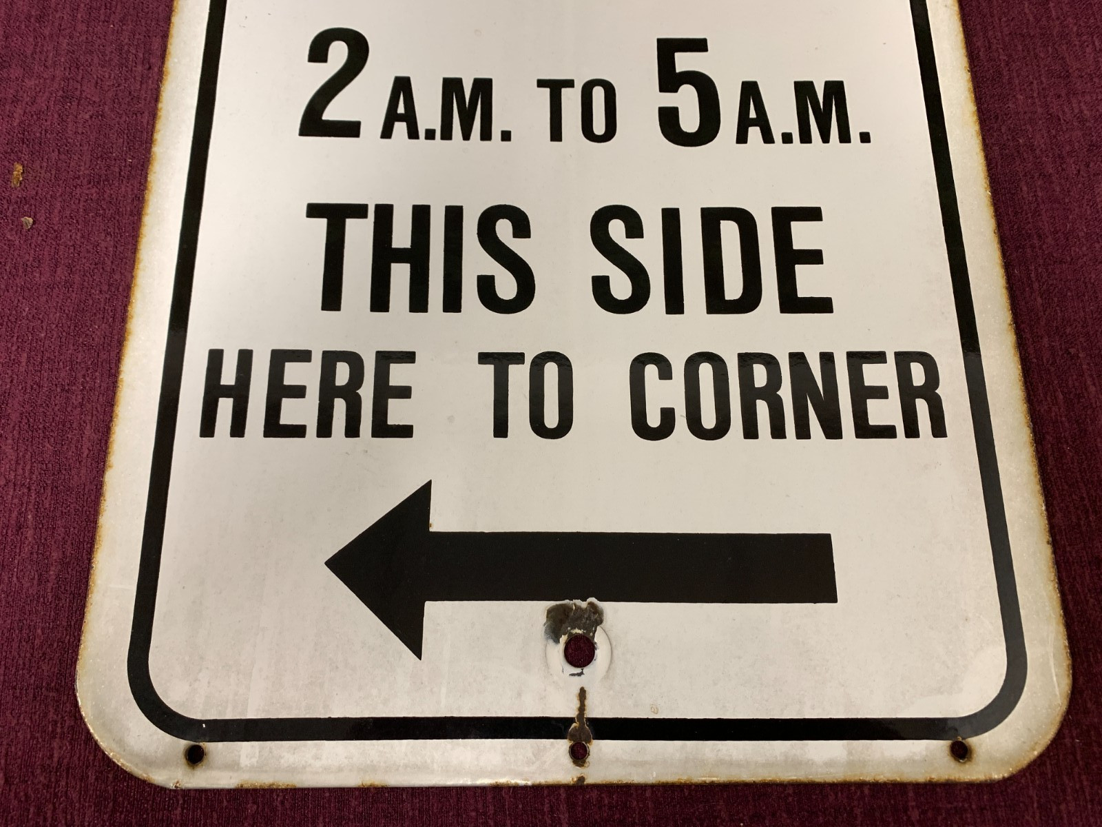 Authentic Old PARKING PERMITTED 2 AM TO 5 AM THIS SIDE Metal Street Sign 8 x1 2″