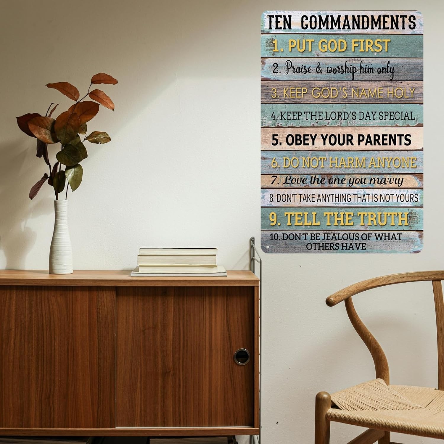 Ten Commandments Metal Sign Wall Art Decor Christian Home Metal Wall Signs