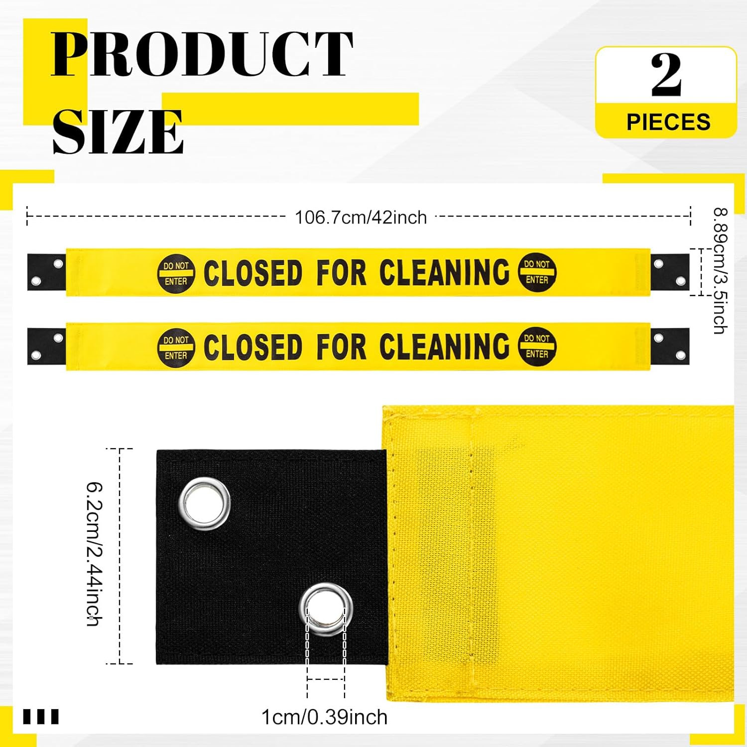 2 Pcs Restroom Closed for Cleaning Sign with Magnetic Ends Nylon Bathroom Cleani