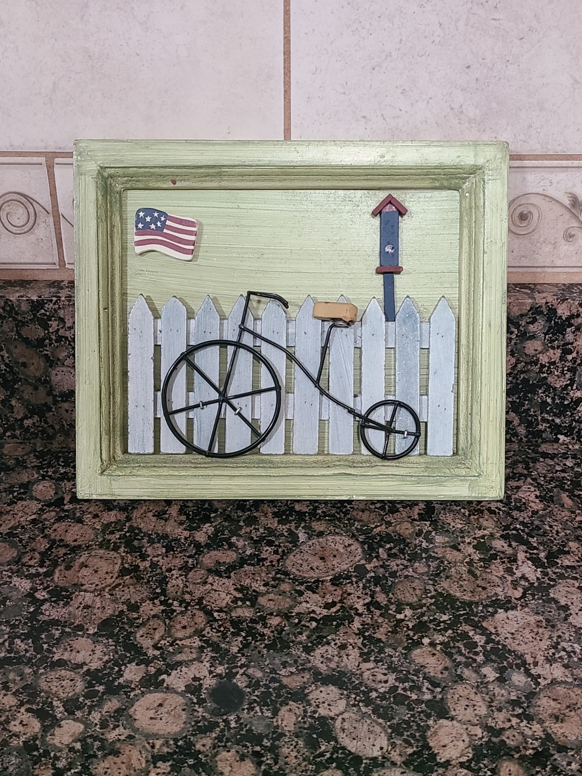 Vintage Americana Bicycle Shadow Box Wall Decor Primitive Country Farmhouse…