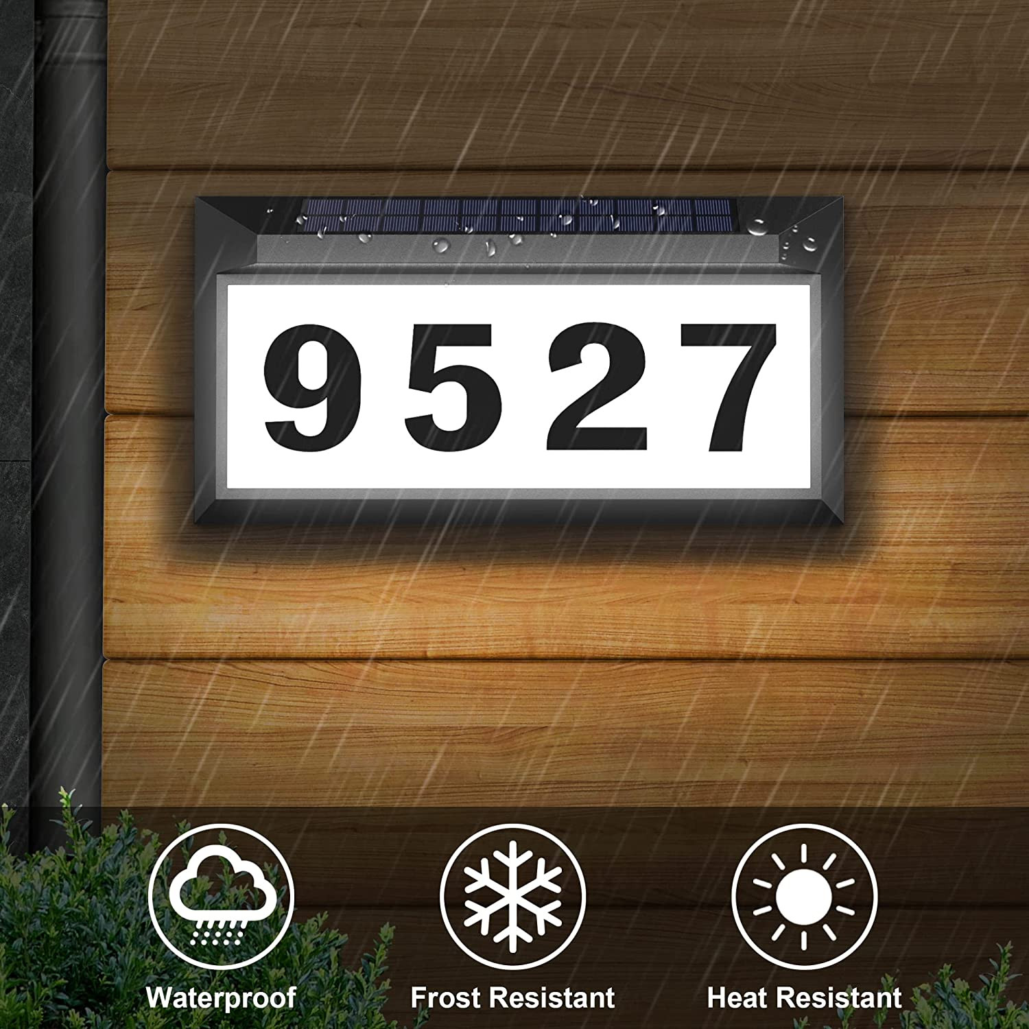 Solar LED Address Sign Waterproof Outdoor Lighted House Number
