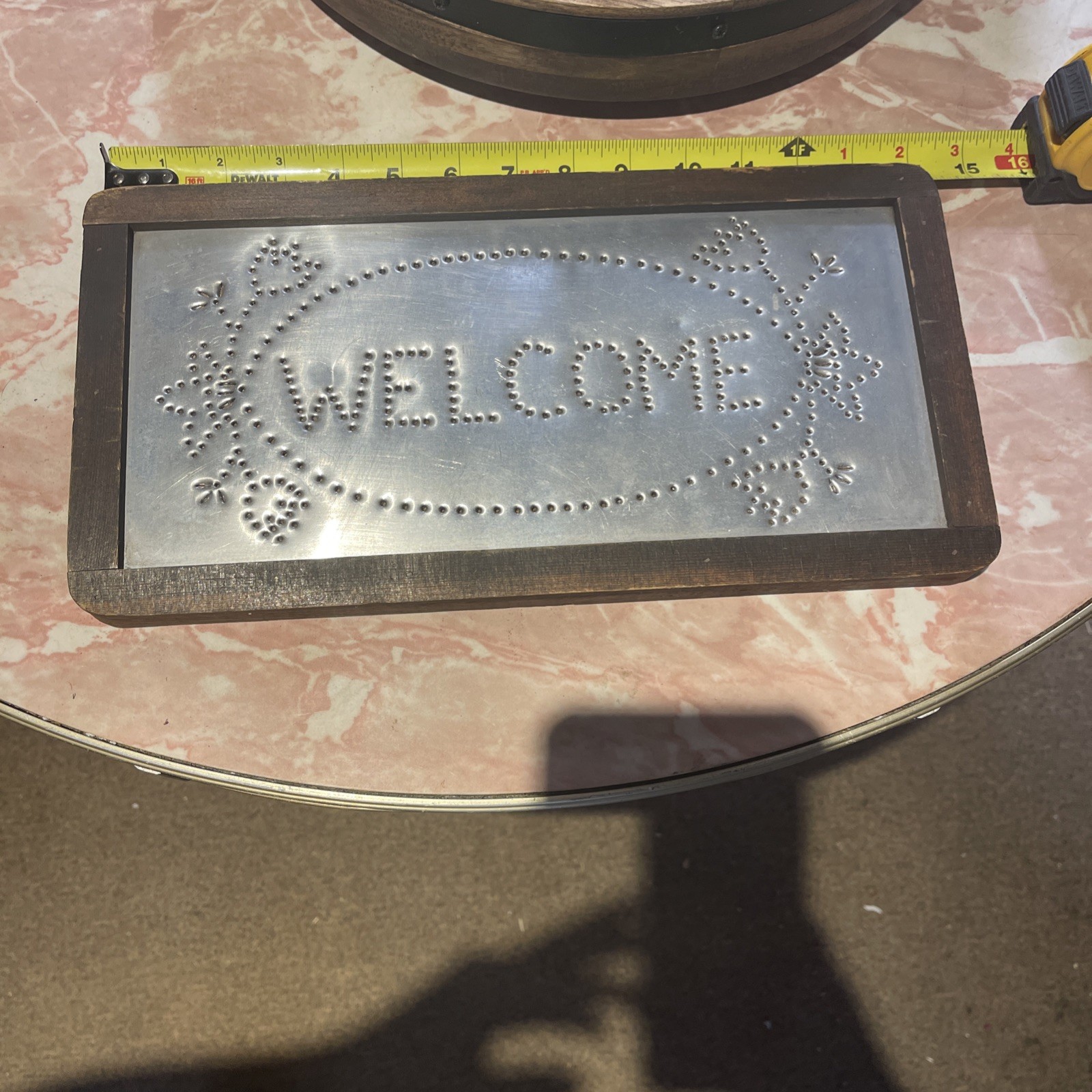 Vintage Rustic Tin Handmade Punch Welcome Sign
