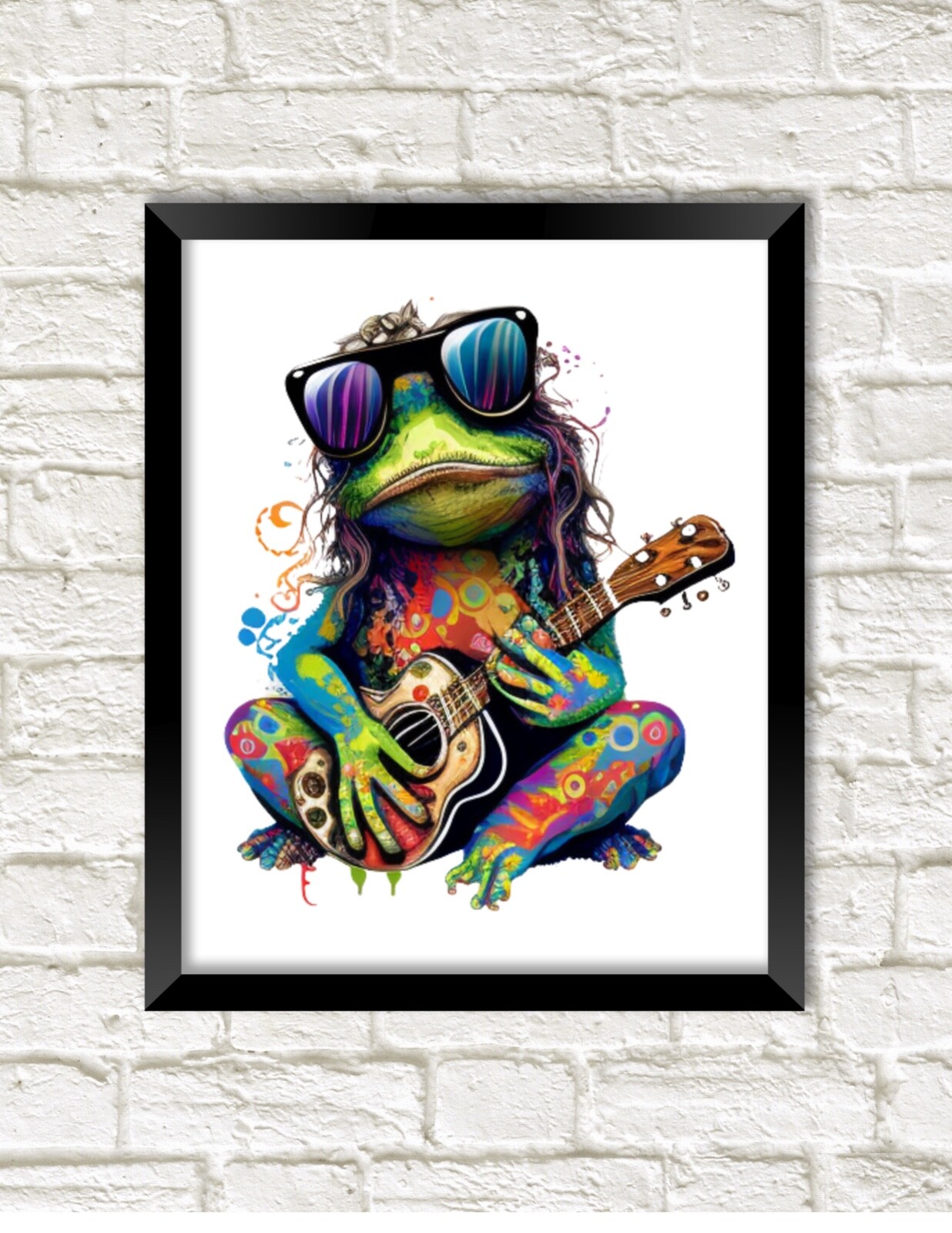 Hippie Frog Groovy Guitar Singer Wall Art Print UNFRAMED Love Peace Rock ‘n Roll