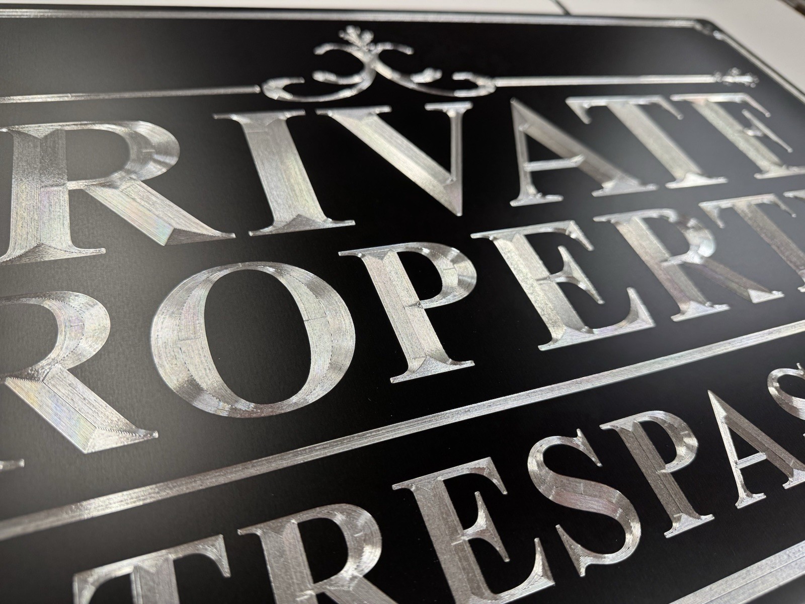 Reflective Engraved Private Property No Trespassing Diamond Etched Sign 24×14