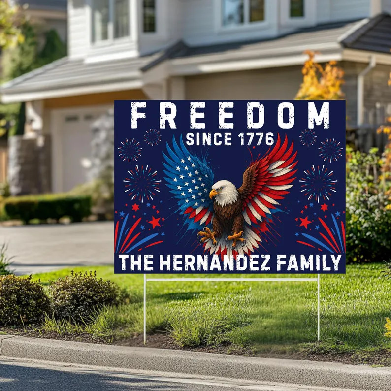 America Patriotic Yard Sign USA Flag Outdoor Decor Election Display Garden
