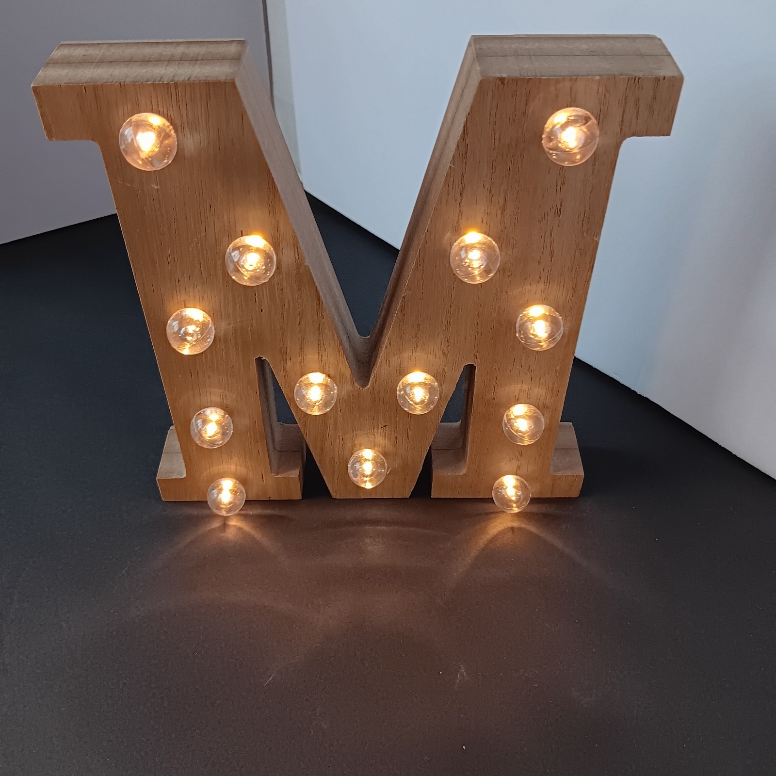 Lighted Letter “M” – battery operated =(2 AAA) for bedroom, family room, dorm.