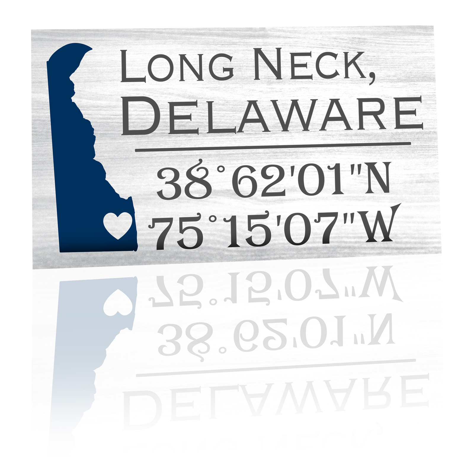 JennyGems Long Neck Delaware Gifts and Souvenirs, Delaware Sign, Coordinates