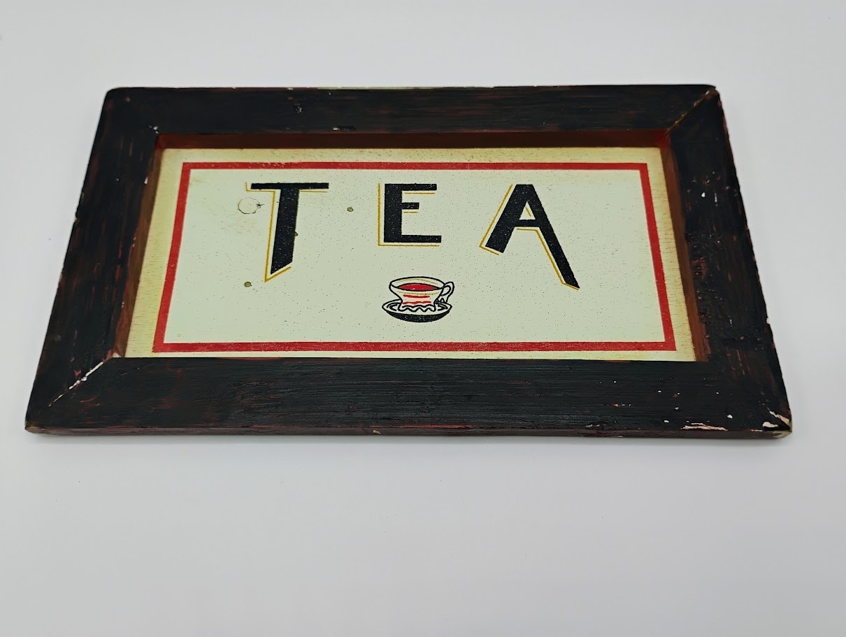 TEA Wooden Sign by Benn Zaricor Rustic Retro Vintage Diner Design Artist Signed