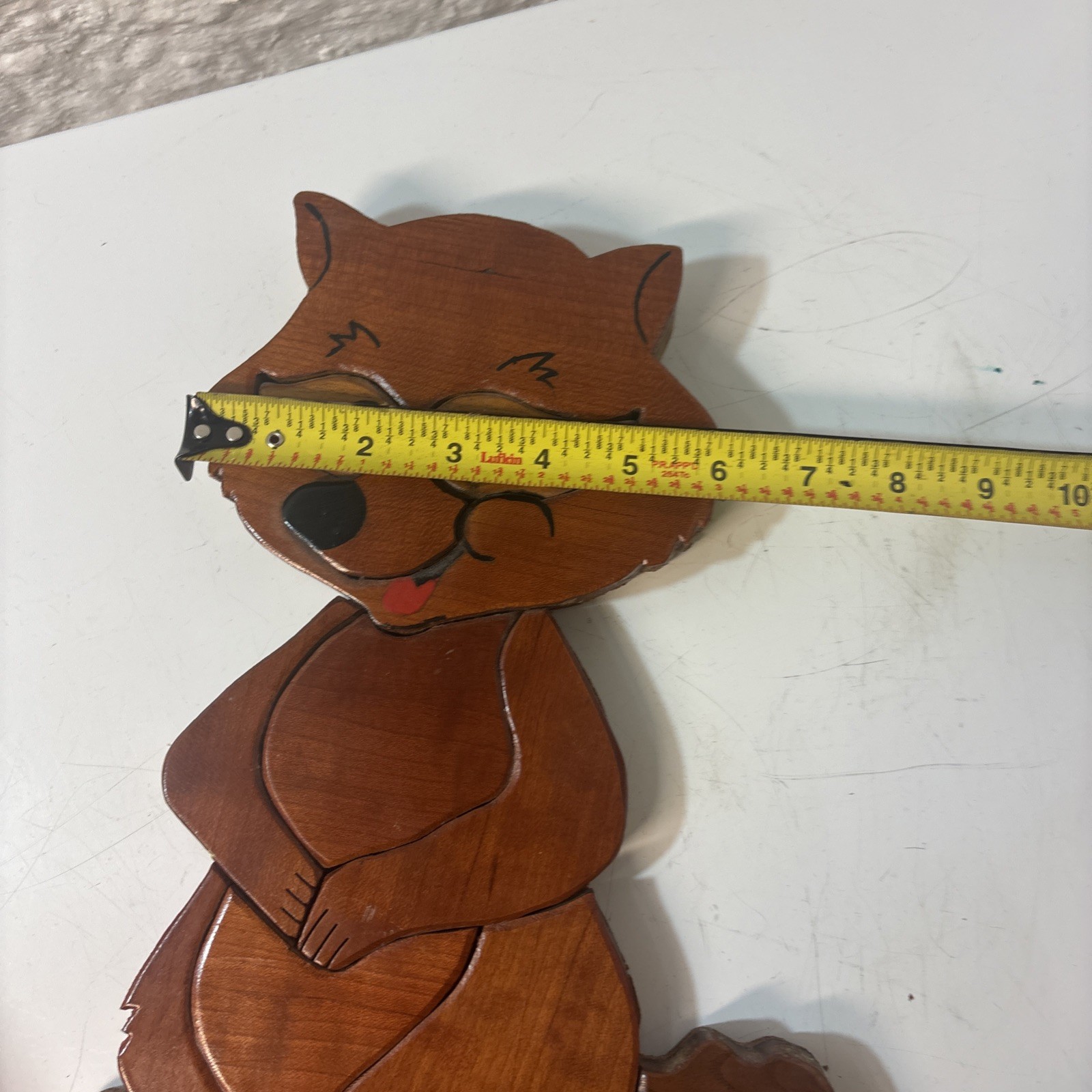 Hand Crafted Wood Art Raccoon Wall Plaque, Jigsaw Puzzle Art Farmhouse Cottage