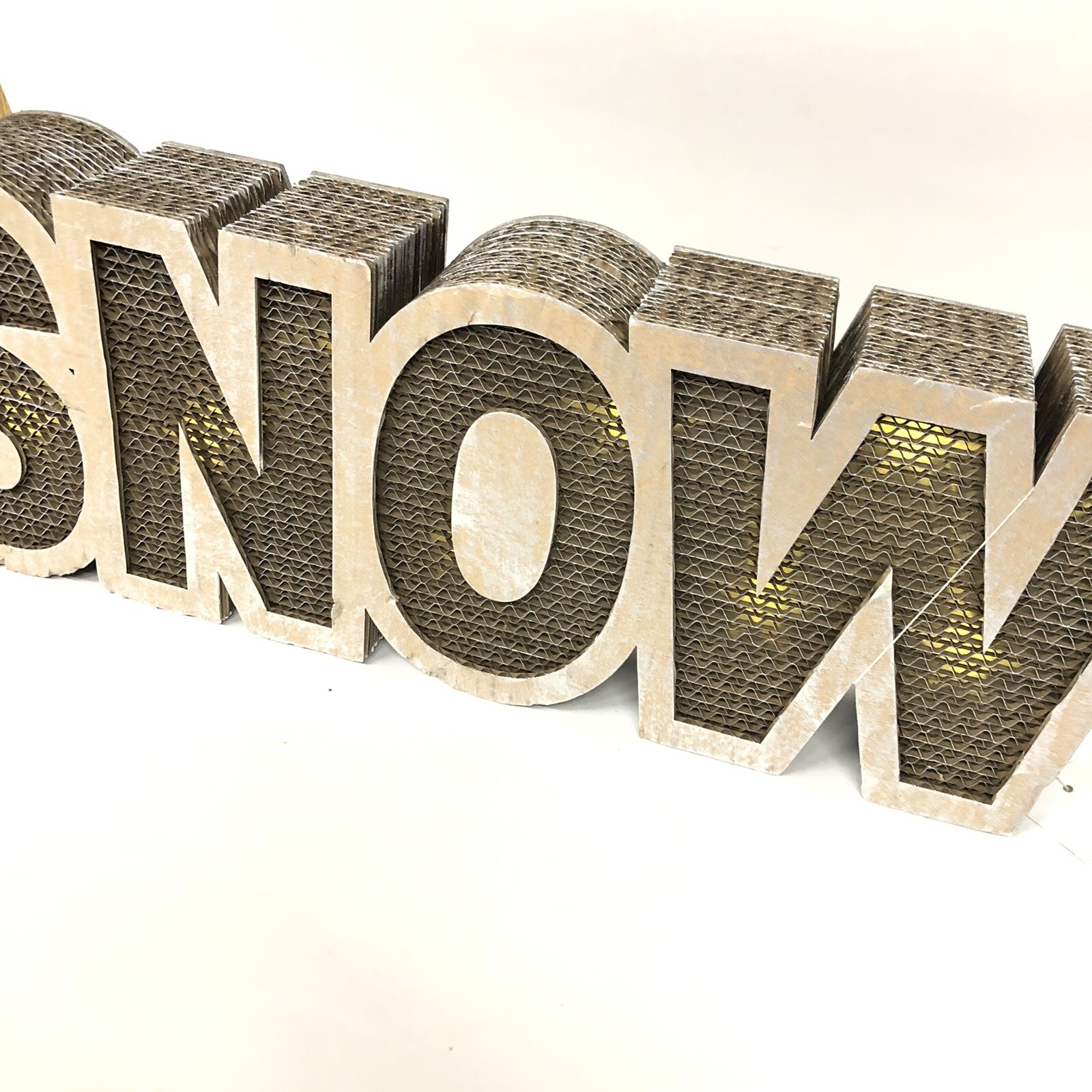 LED Light Paper Marquee Letter Decor SNOW big 3D Display Brown Battery Operated