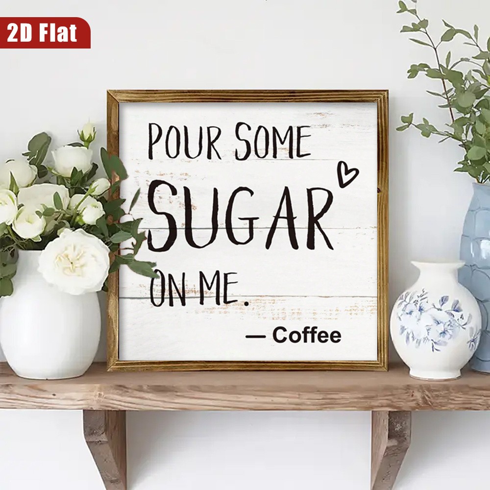 Lightweight Solid Framed Sweet Phrase Wooden Plaque Pantry Breakfast Nook Plaque