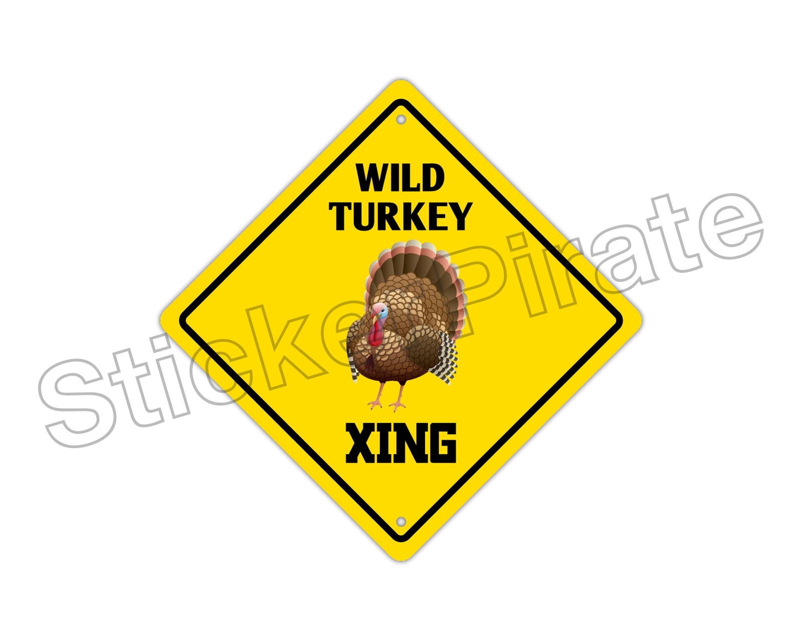 *Aluminum* Wild Turkey Crossing Funny Metal Novelty Sign 12″x12″