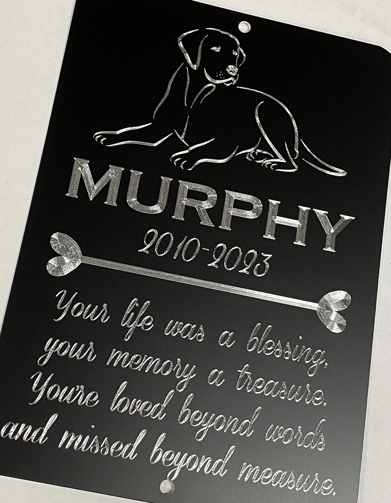Diamond Etched Personalized Custom Dog Breed Memorial Grave Marker Sign 10×7