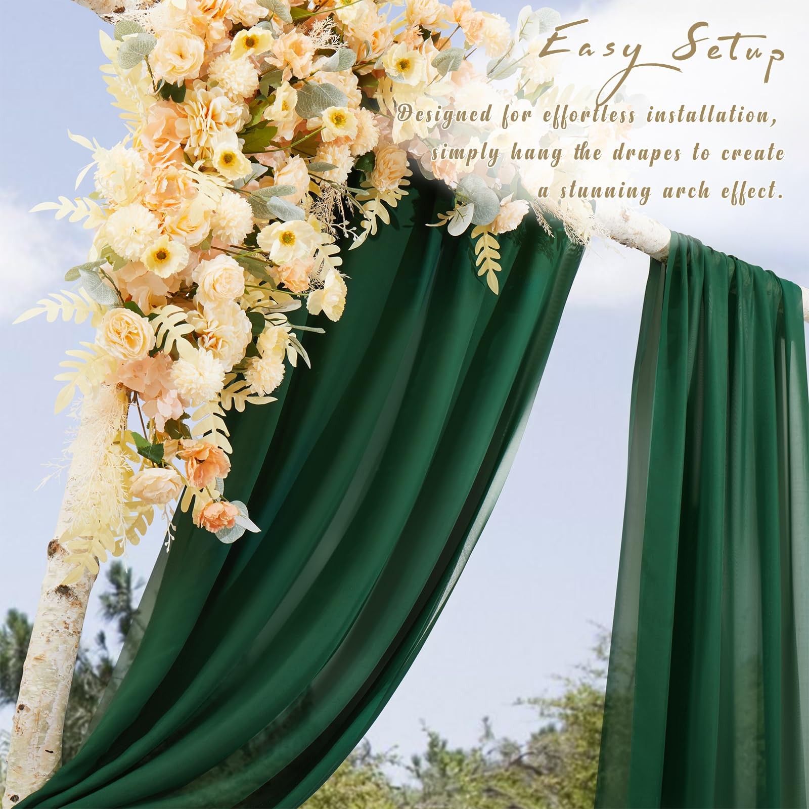 Chiffon Weeding Arch Draping Fabric Dark Green Drapes for Backdrop1 Panel – 2…
