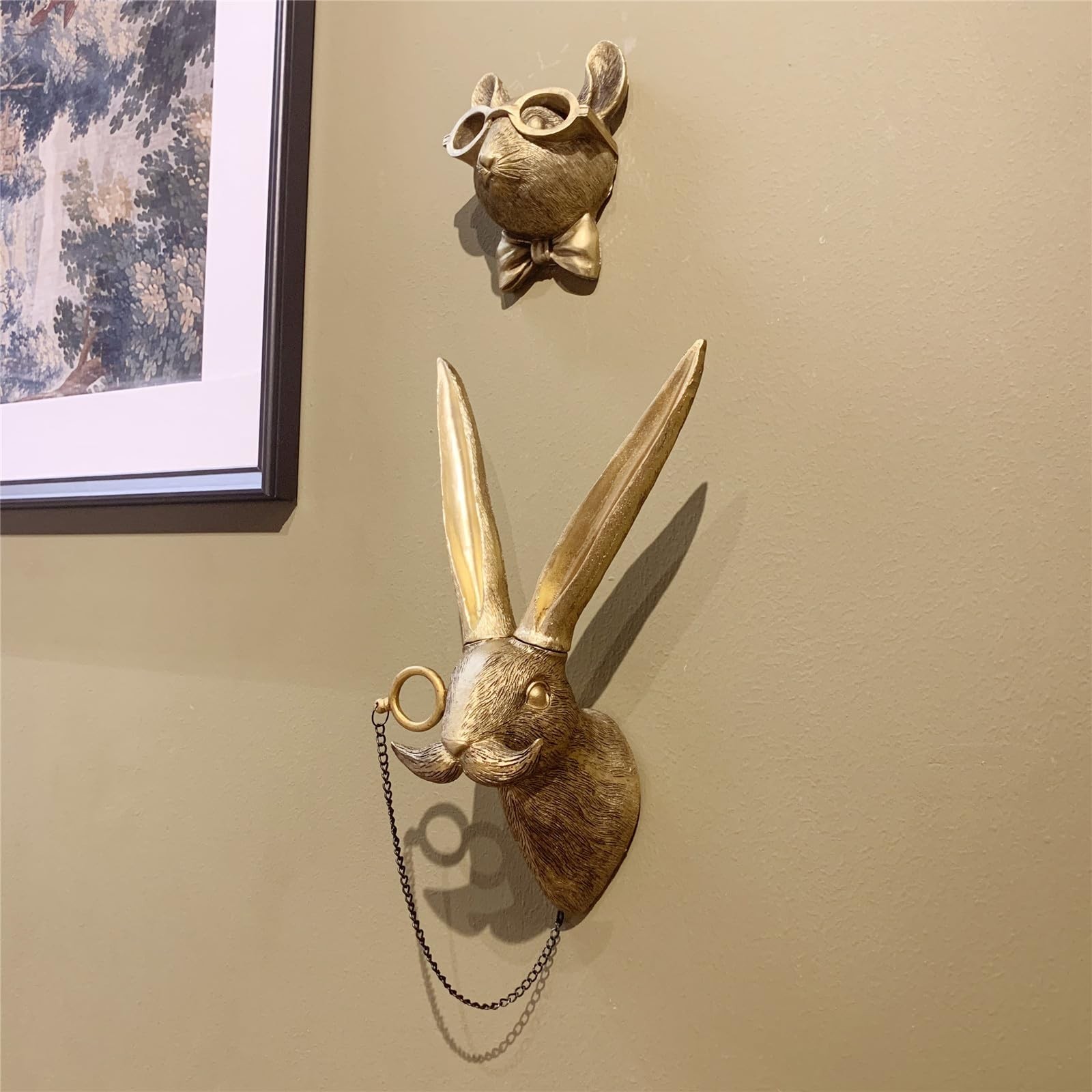 Animal Heads Wall Decor Faux Deer Rabbit Heads Resin Animal Wall Hanging Decor