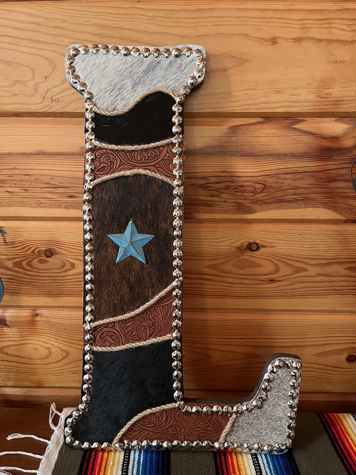 Western Letter L Cowhide Wall Decor