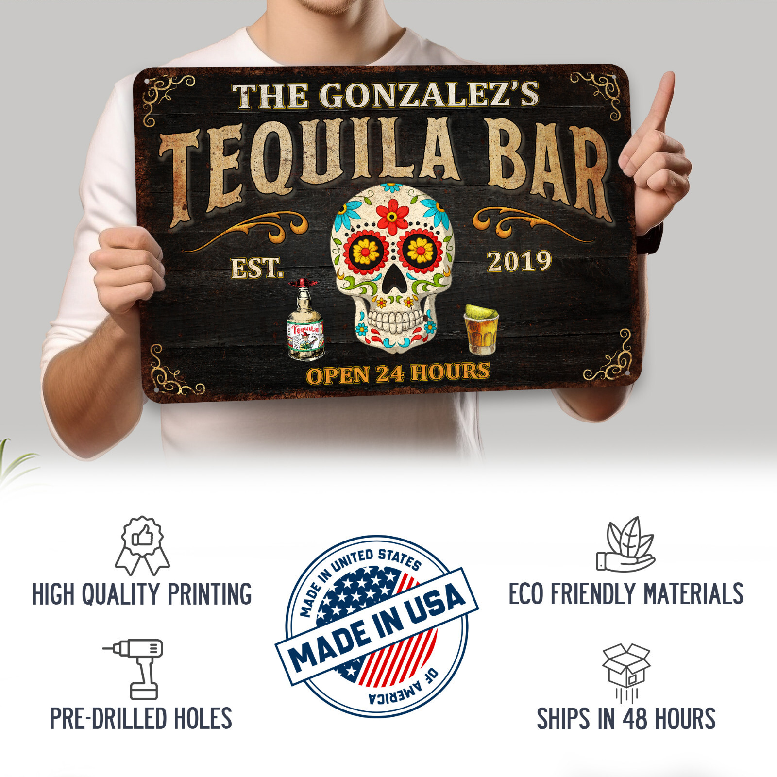 Custom Tequila Bar Sign Home Bar Decor Margarita Bar Metal Sign Pub 108122002174