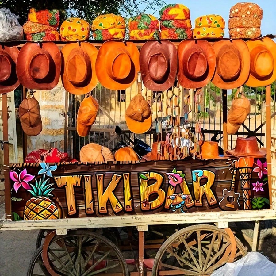 Multicolor Tiki Bar Banner 50x200cm Tropical Party Decor For Patio Garden