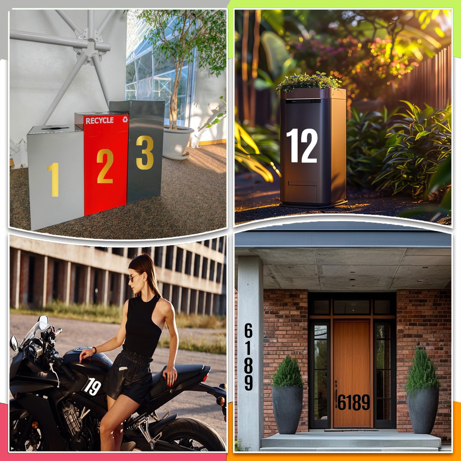 Large 4-inch number decals, 5 sheets of self-adhesive house number stickers