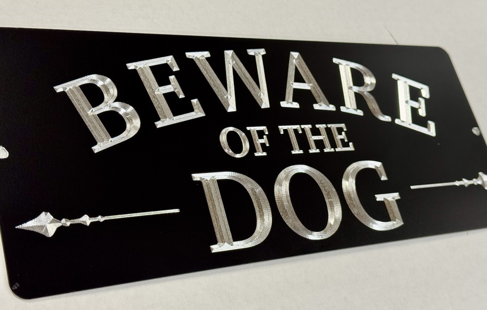 Beware Of Dog Diamond Etched Engraved Aluminum Metal 12×5 Dogs Warning Sign
