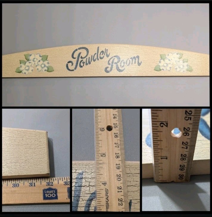 Vintage Debill Inc. Sue Crupi Creations Powder Room Floral Wood Wall Sign Arch