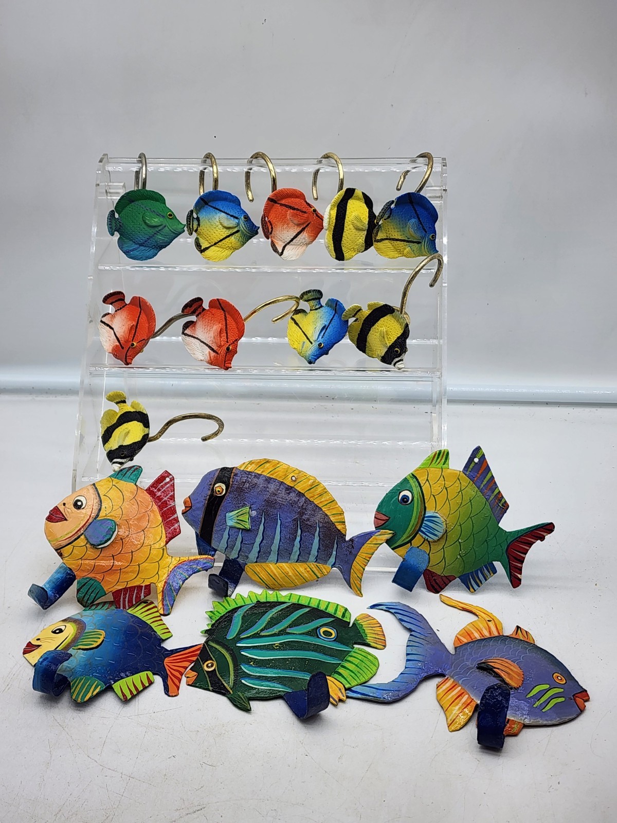 6 Metal Fish 12 Shower hooks Nautical Wall Art for Bathroom, Lake … LOOK