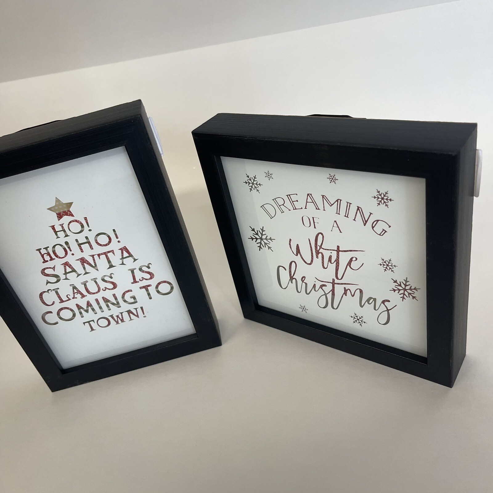 X2 New View Christmas Santa Shadow Box Black Framed Wall Art Home Decor, 5×7″