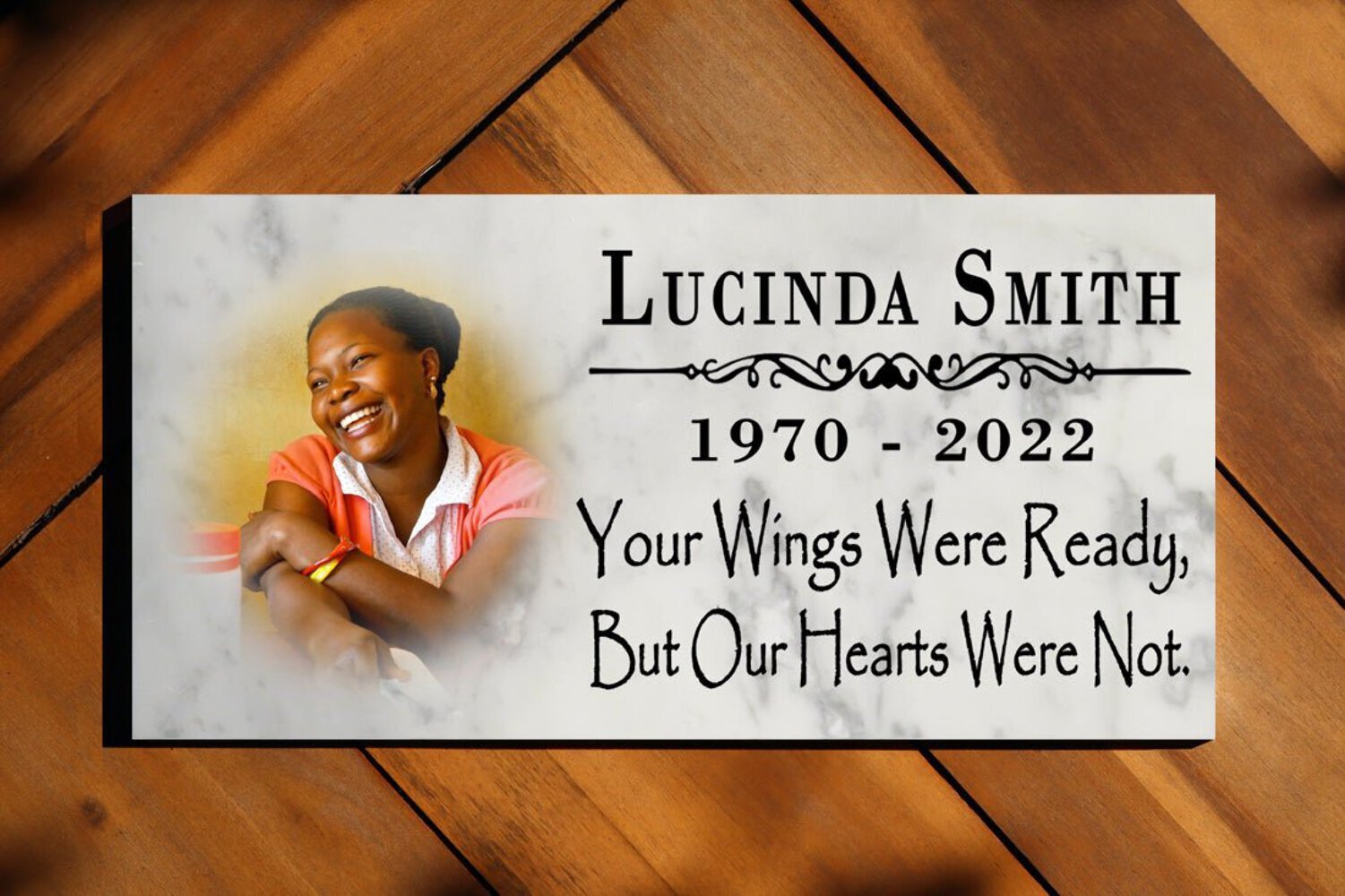Memorial Stone with Photo – Personalized Marble Plaque for Loved One