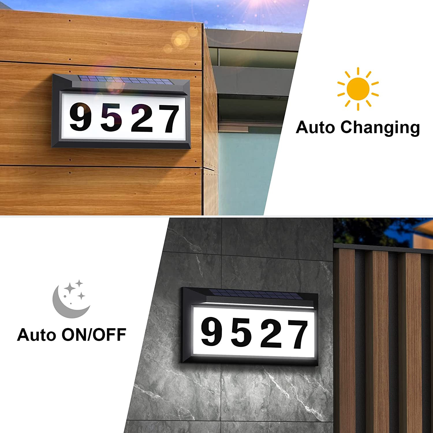 Solar LED Address Sign Waterproof Outdoor Lighted House Number
