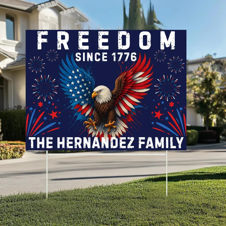 America Patriotic Yard Sign USA Flag Outdoor Decor Election Display Garden