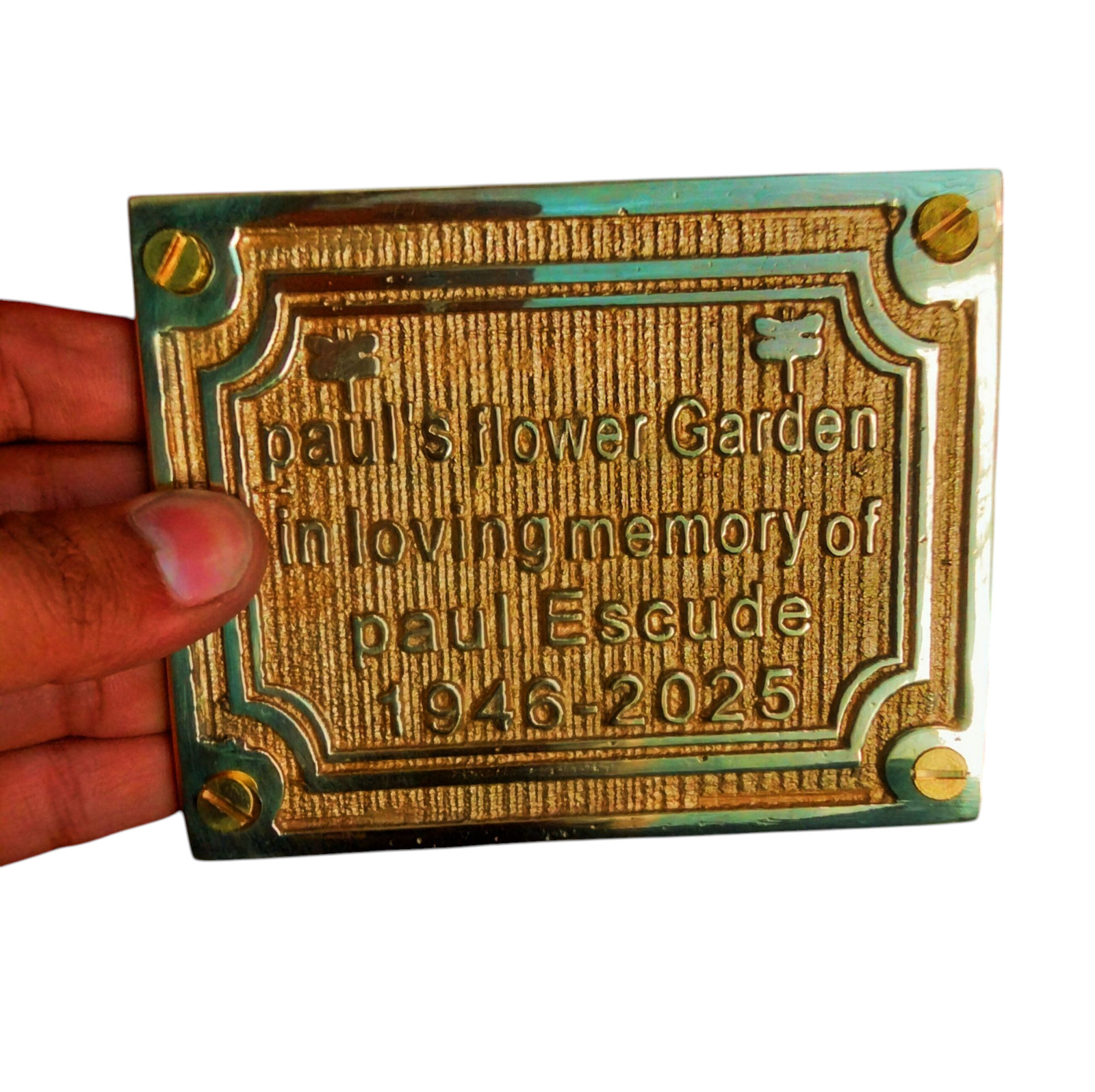 Customized Engraved Brass Plate handmade Signs Bench Memorial Decorative Plates