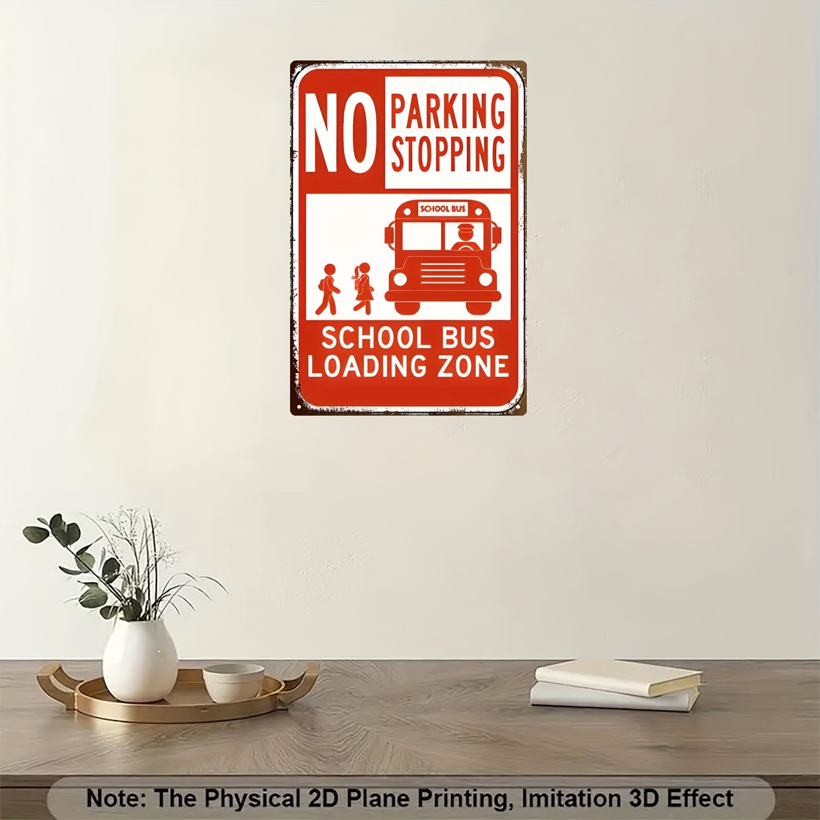 No Parking Stopping School Bus Loading Zone Metal Sign Traffic Safety Wall Decor