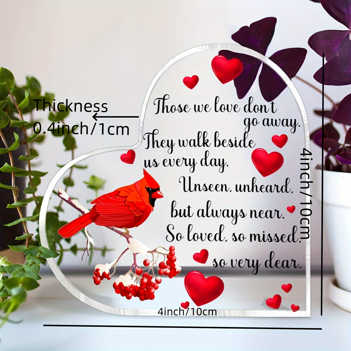 Memorial Gift Acrylic Heart Shaped Memorial Plaque for Deceased Loved Ones