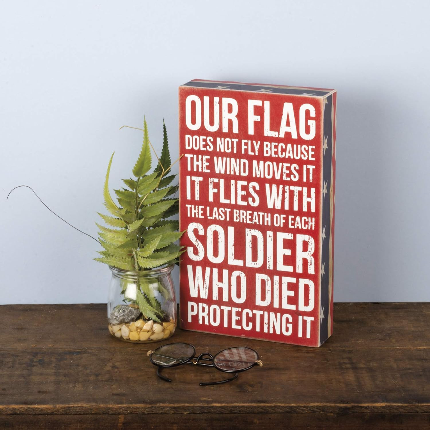 27303 Patriotic Box Sign, 6 X 10-Inches, Our Flag
