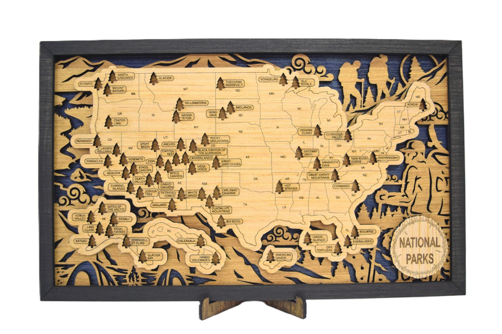 Handmade Wood National Parks Travel Map