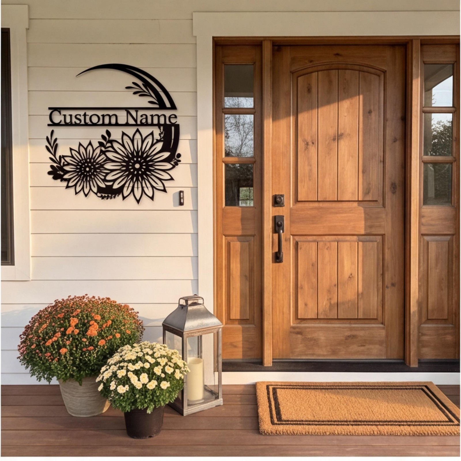 Personalized Sunflower Metal Wall Art Custom Name Sign Rustic Farmhouse Decor