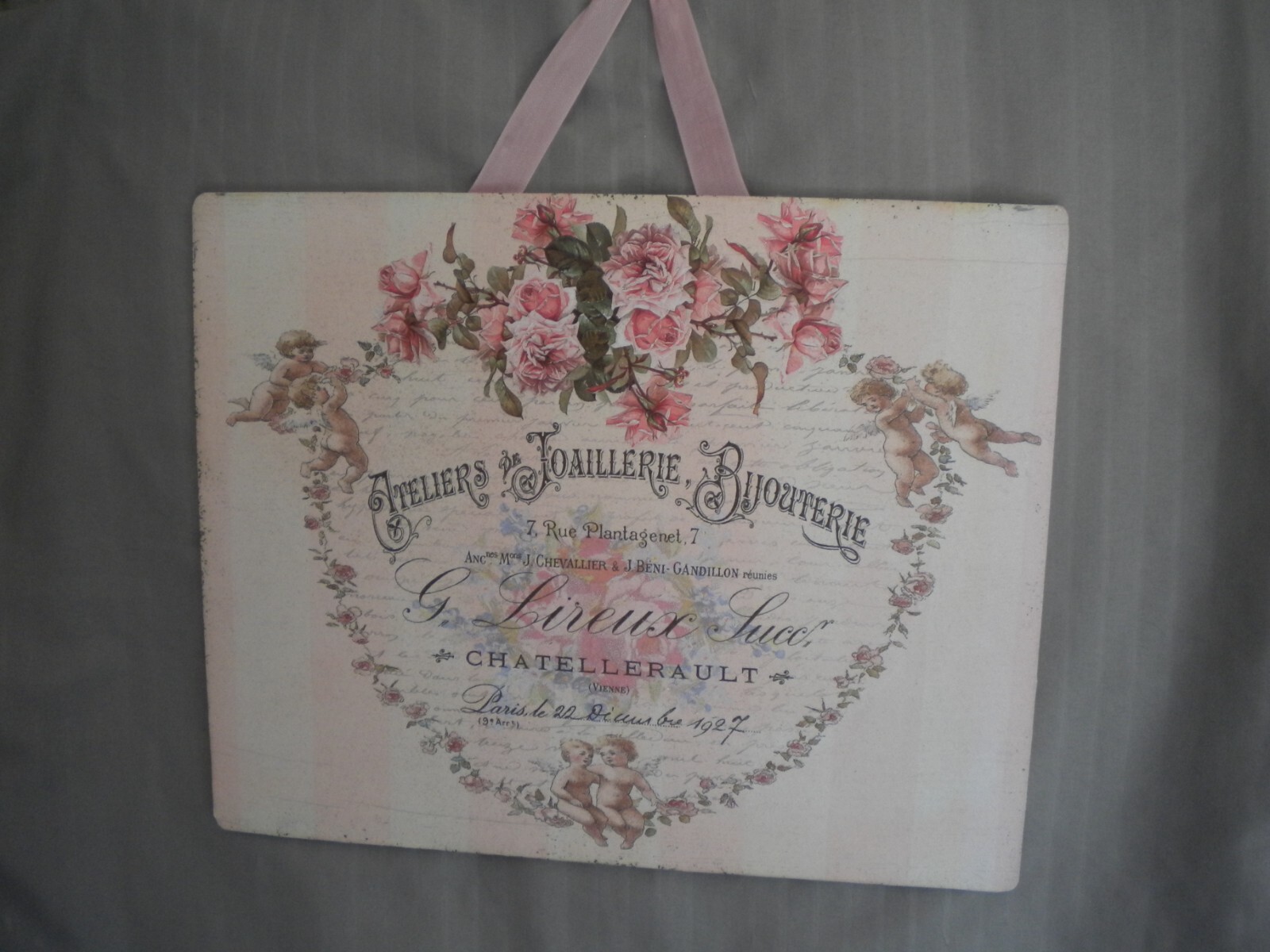 Shabby Chic Paris French Country Hanging Plaque