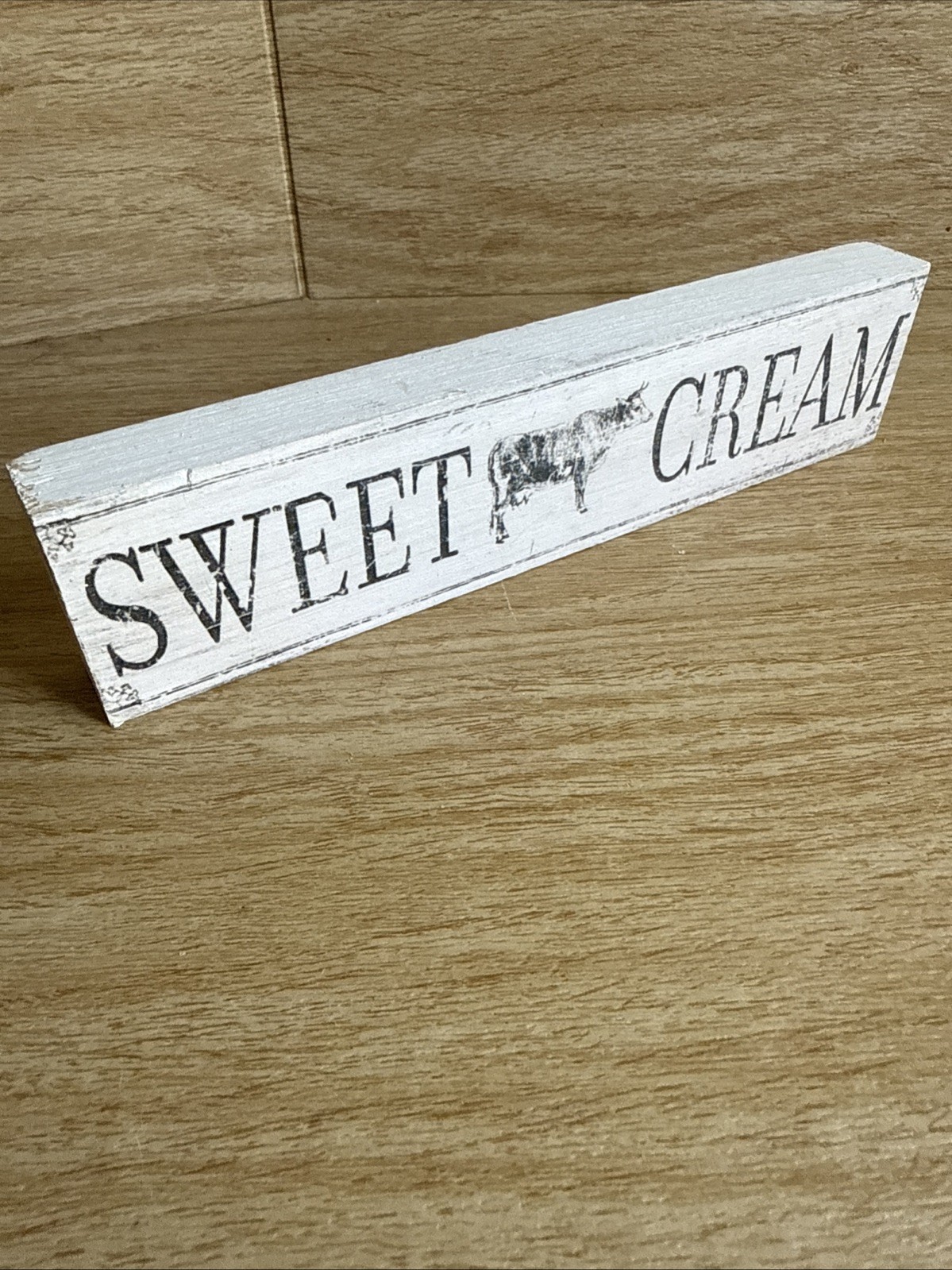 Distressed Farmhouse SWEET CREAM CREAMERY Milk COW Coffee Bar SIGN 7.5”