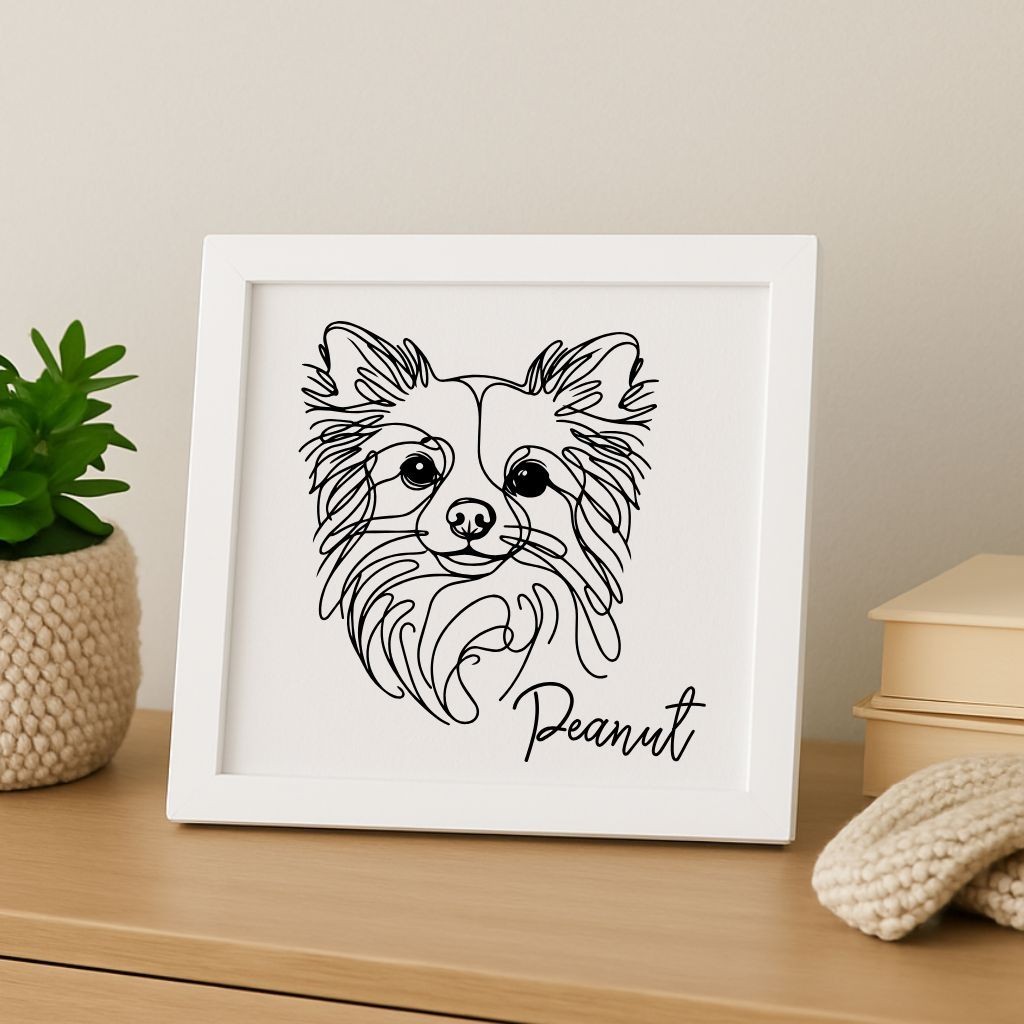Personalized Name Laser Engraved Chihuahua Dog Portrait on Wood Panel with Frame