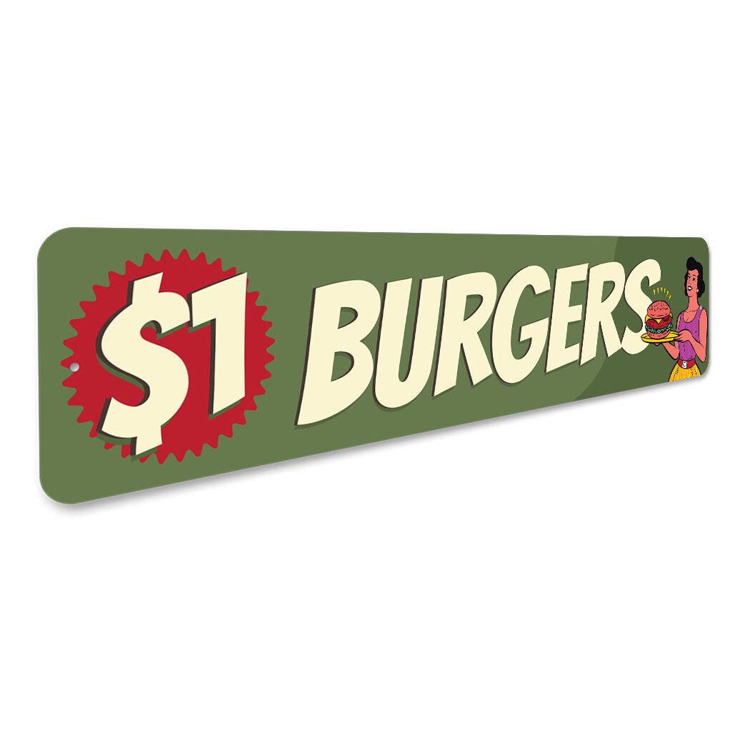 $1 Burgers Metal Sign