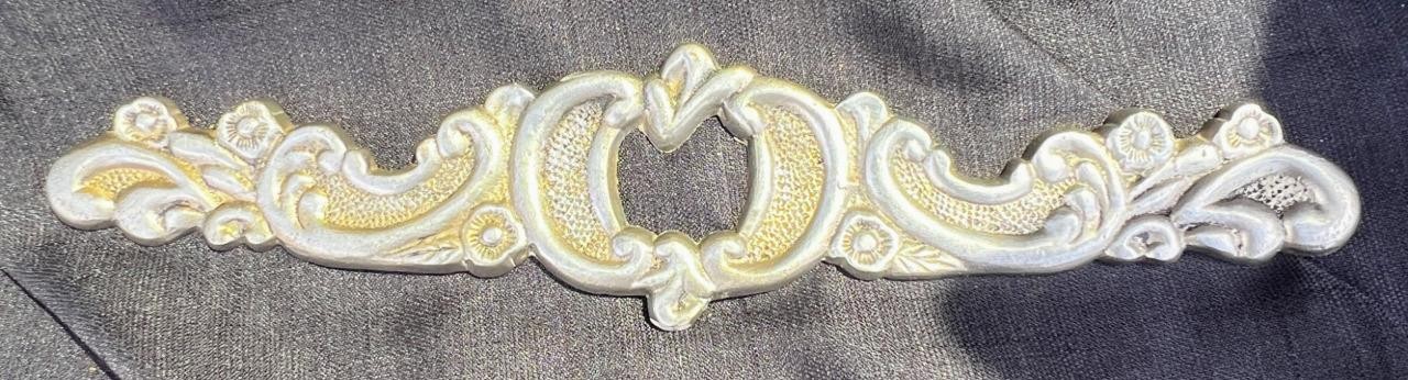 Decorative Cast Metal Brass Wall Hanging Art Plaque Scrolls and Flowers Floral