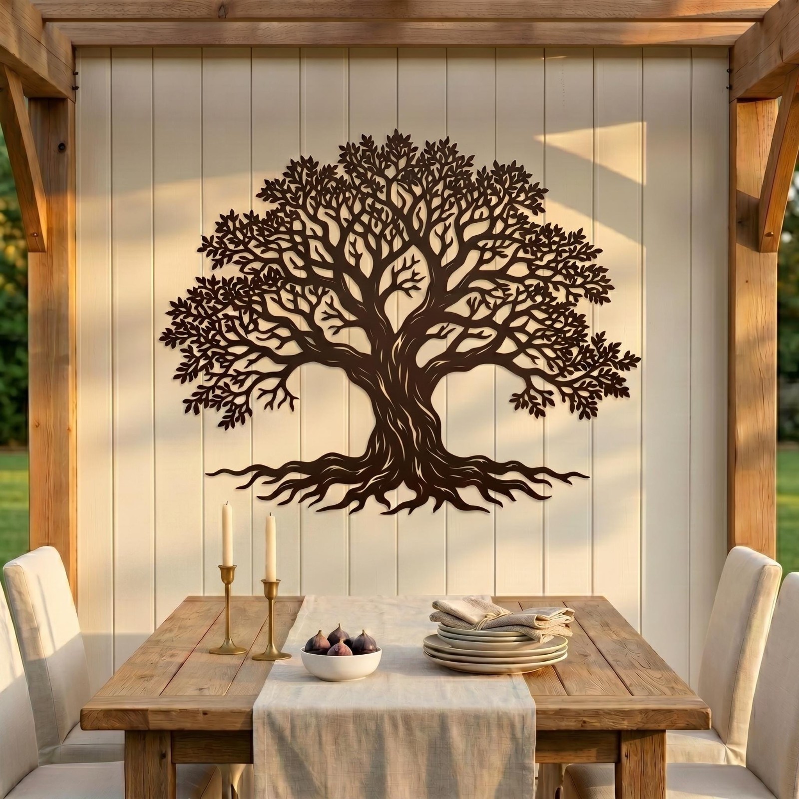 Large Tree of Life Metal Wall Art, Rooted Tree Wall Decor, Outdoor Garden Decor