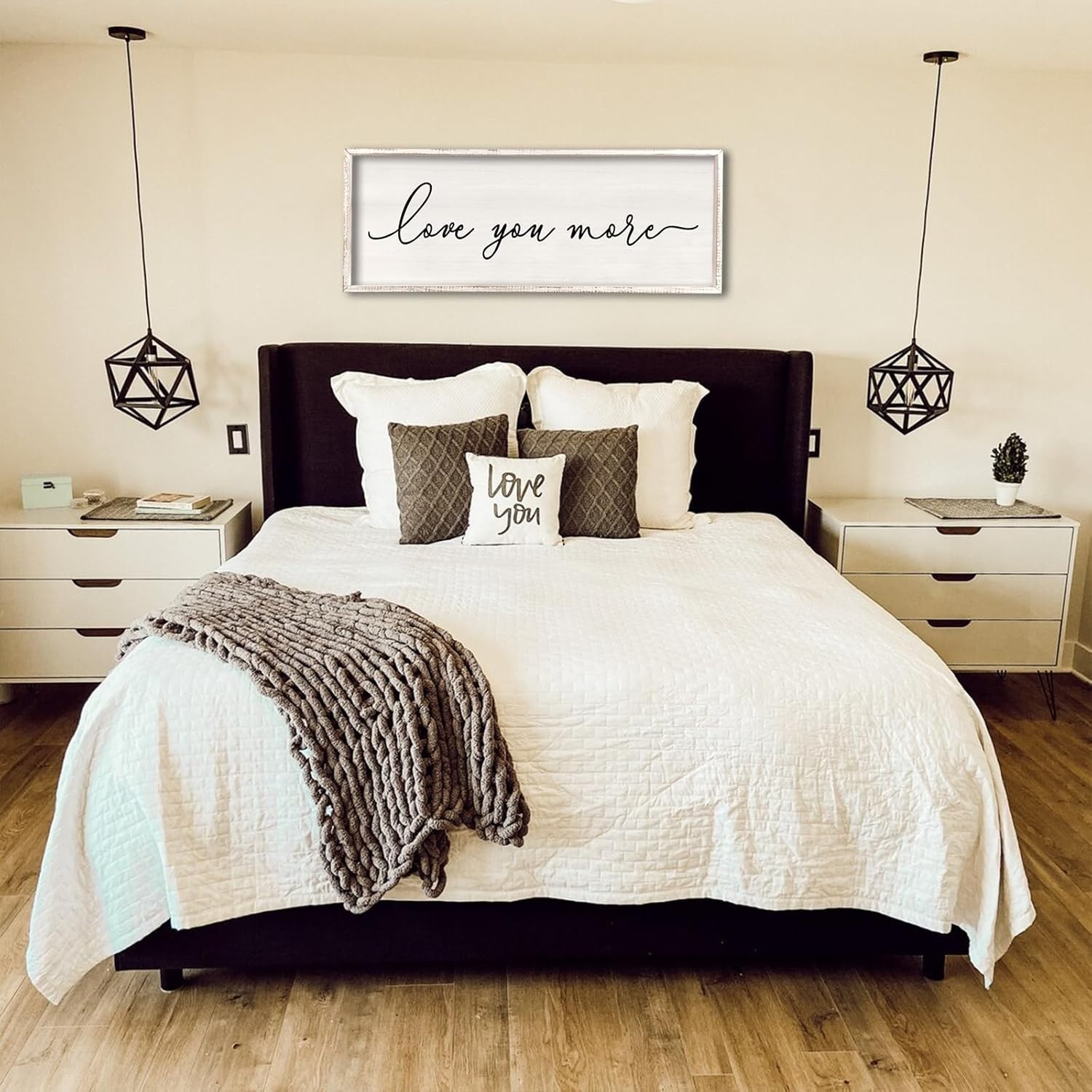 Charming Love You More Sign Decor 40”x15” Framed for Bedroom or Hallway