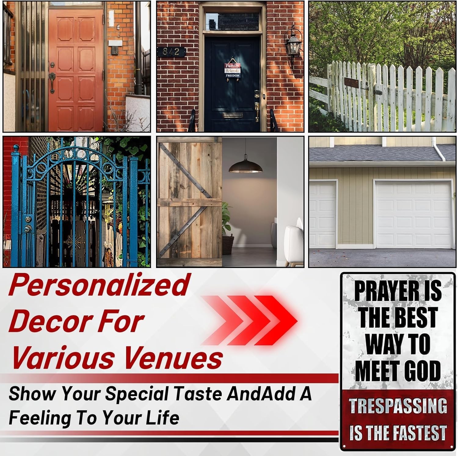 Funny No Trespassing Metal Sign Private Property Warning f/ Wall Fence Or Garage