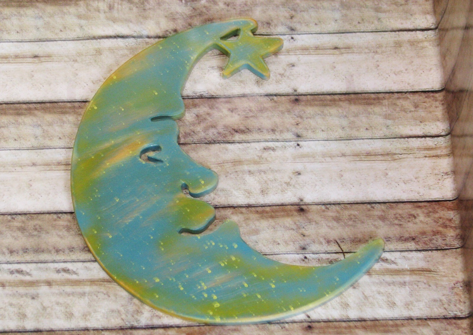 Crescent Moon Wood Wall Hanging , 10″, Hippie Boho Wall Art, Half Moon, Lunar