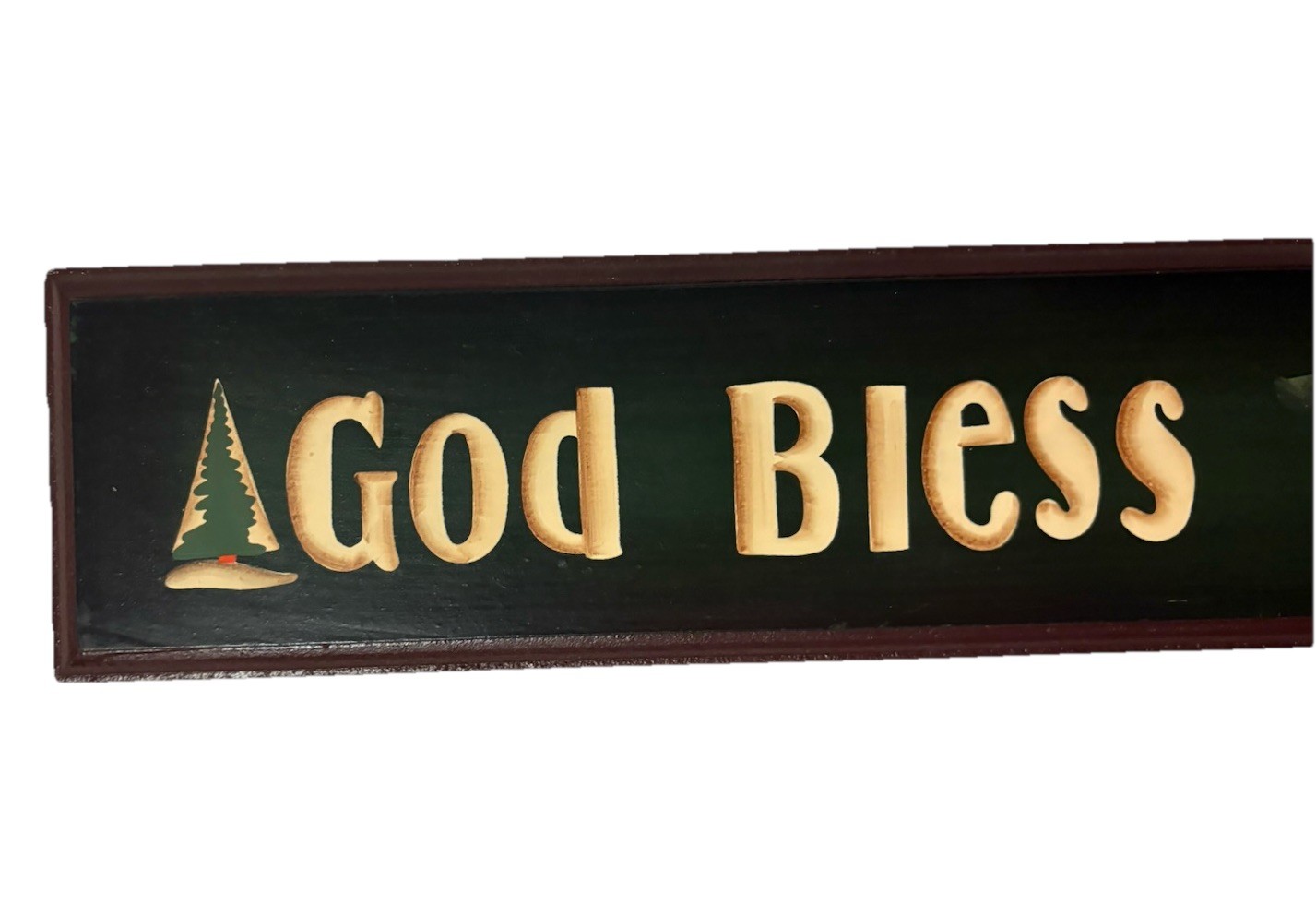 “God Bless Our Home” Horizontal Wooden Winter Christmas Sign 28” L x 5” H