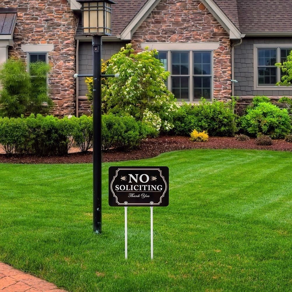 Elegant No Soliciting Yard Sign – 12×21 Inch Aluminum for Instant Curb Appeal