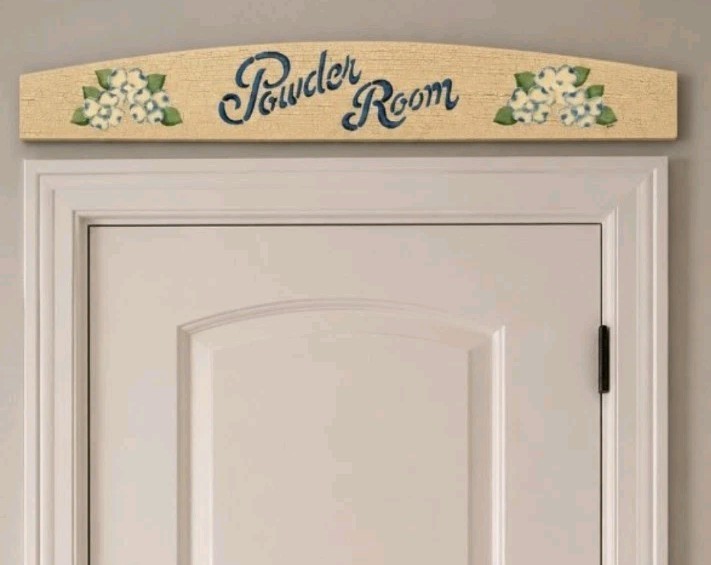Vintage Debill Inc. Sue Crupi Creations Powder Room Floral Wood Wall Sign Arch